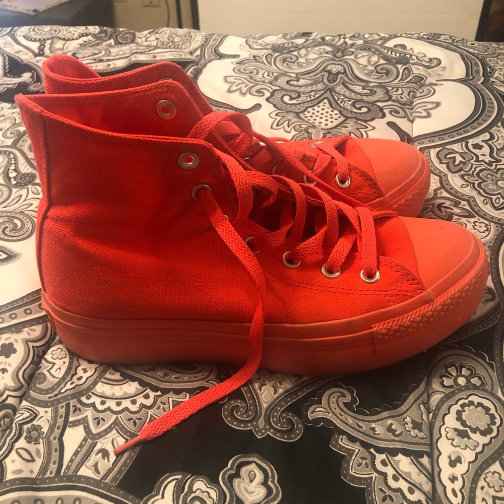 Neon Orange platform All Star Converse